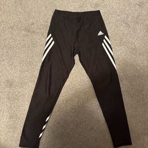 Adidas Kids Black and White Striped Leggings